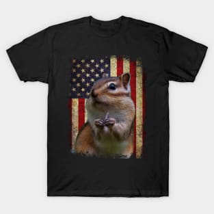 American Flag Chipmunk Whispers, Stylish Tee for Nature Lovers T-Shirt